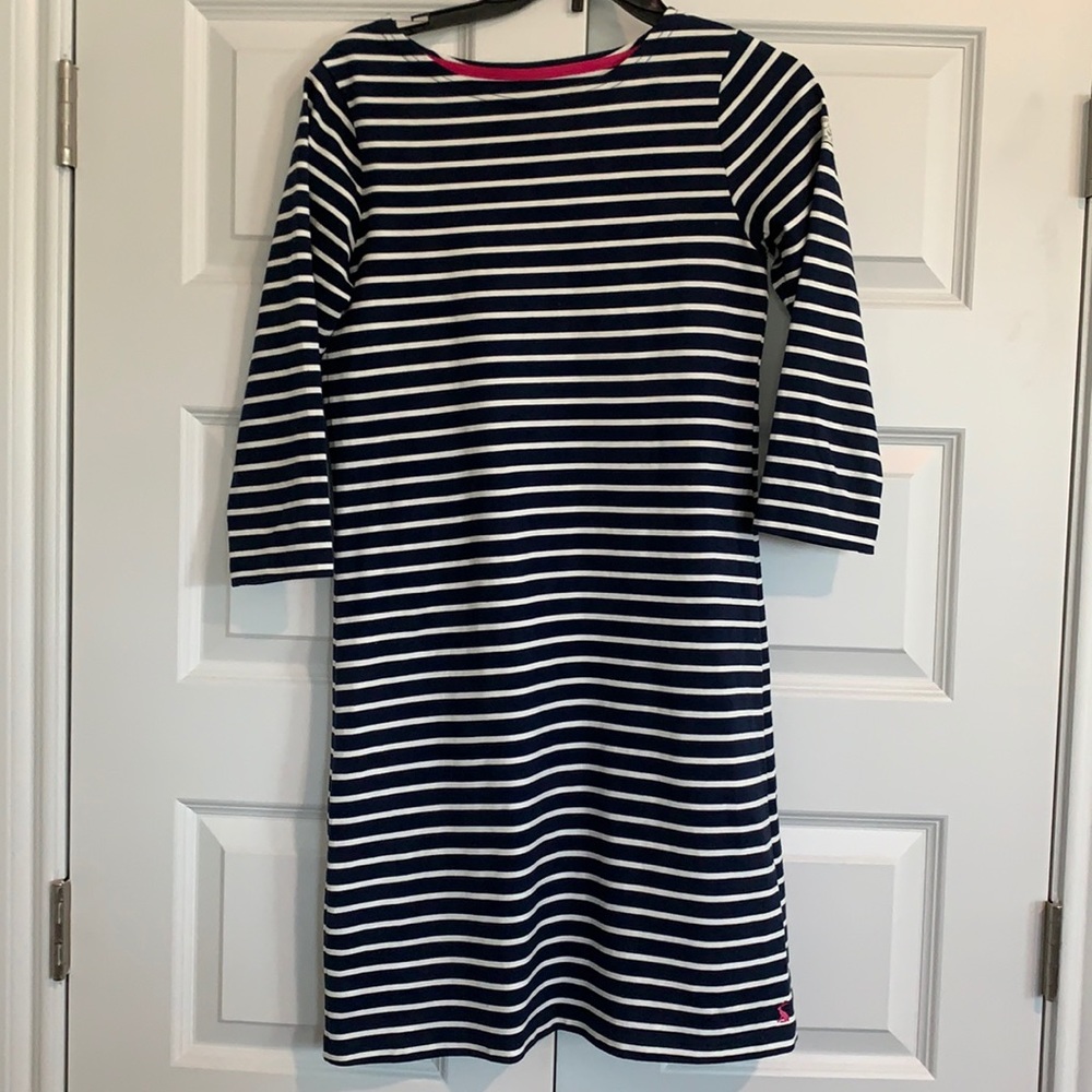 Joules Navy Blue and White Striped dress